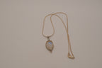 Sterling silver teardrop rainbow moonstone pendant necklace