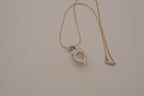 Sterling silver teardrop rainbow moonstone pendant necklace