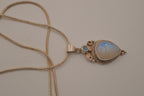 Sterling silver teardrop rainbow moonstone pendant necklace