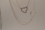 Sterling silver Open heart multi-strand layered necklace