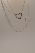 Sterling silver Open heart multi-strand layered necklace
