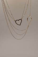 Sterling silver Open heart multi-strand layered necklace