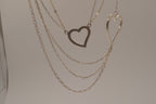Sterling silver Open heart multi-strand layered necklace