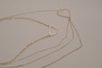 Sterling silver Open heart multi-strand layered necklace