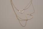Sterling silver Open heart multi-strand layered necklace