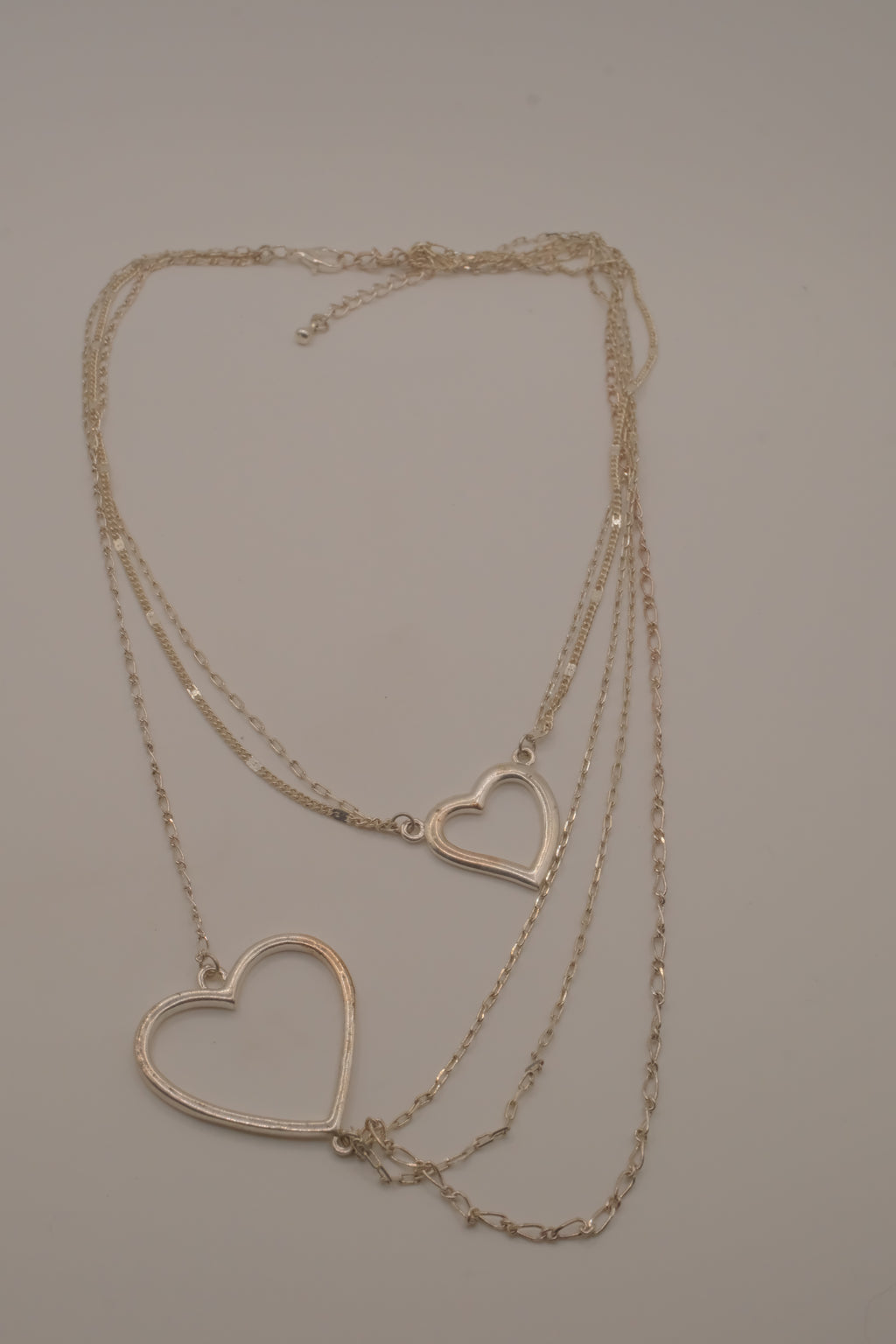 Sterling silver Open heart multi-strand layered necklace
