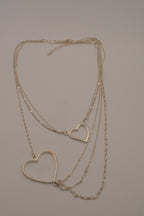 Sterling silver Open heart multi-strand layered necklace