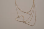 Sterling silver Open heart multi-strand layered necklace