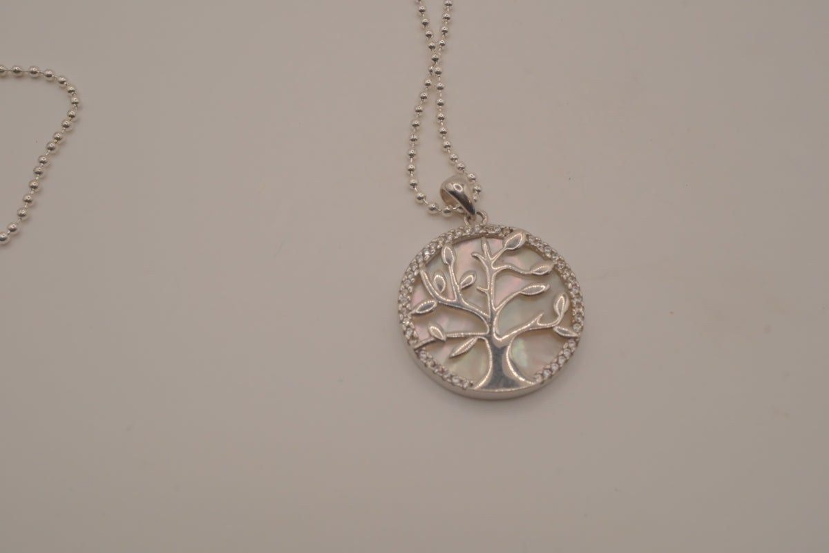 Sterling silver Tree of Life Mother-of-Pearl pendant