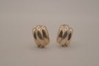 Vintage Sterling silver ribbed domed clip on earrings