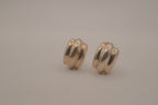 Vintage Sterling silver ribbed domed clip on earrings
