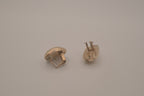 Vintage Sterling silver ribbed domed clip on earrings
