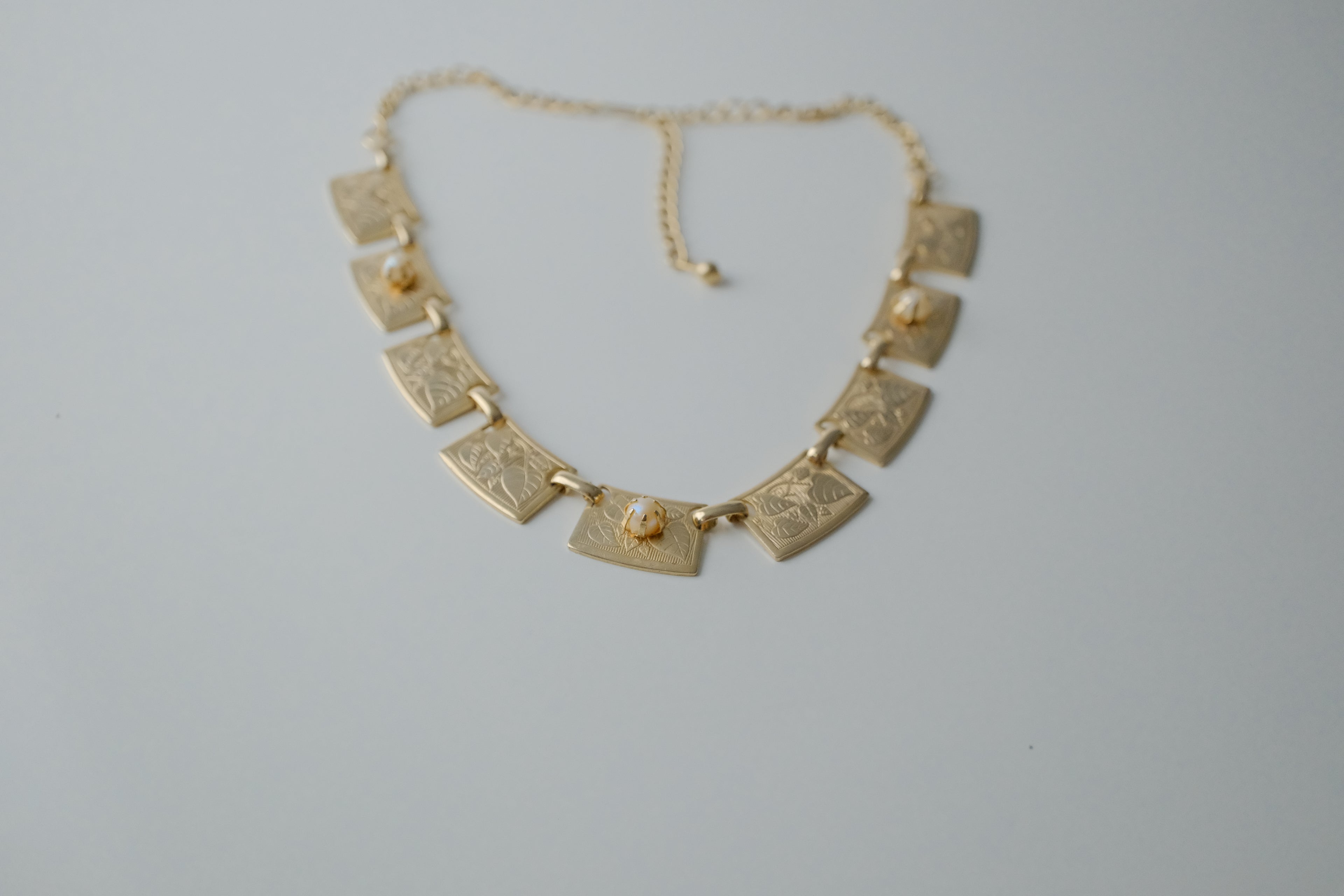 Vintage Engraved Gold Collar Necklace