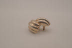 Vintage Sterling silver ribbed domed clip on earrings