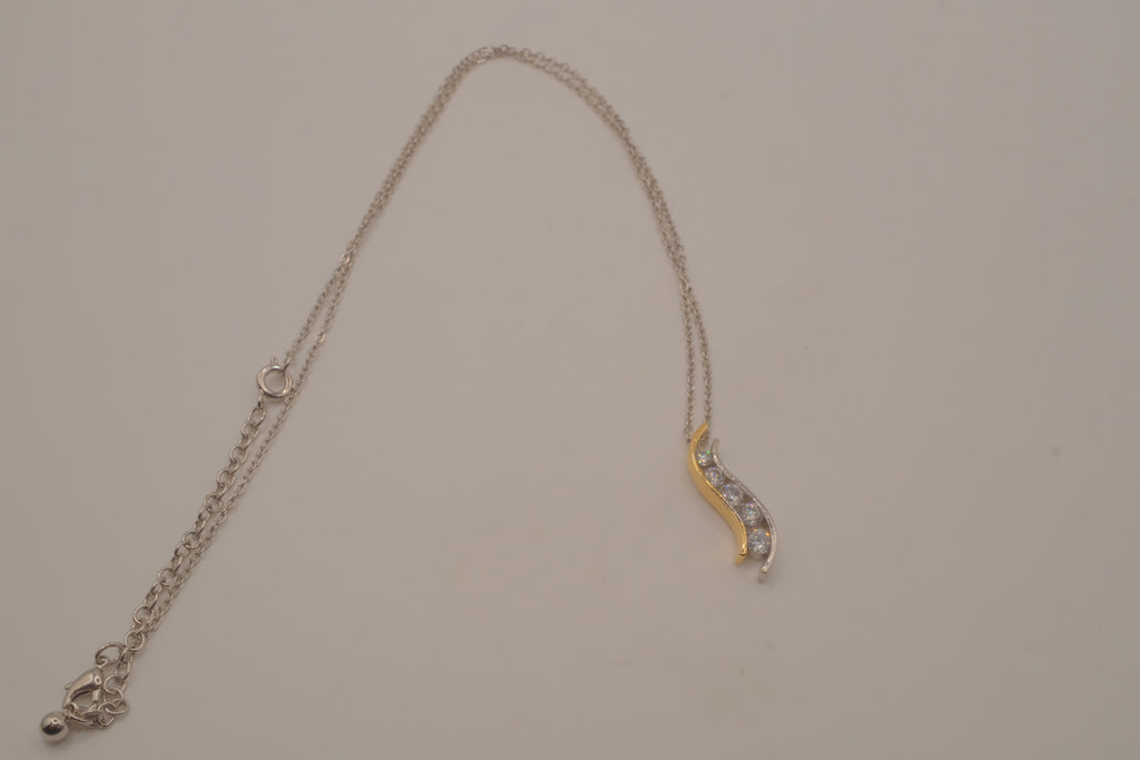Sterling silver two tone journey-style pendant necklace