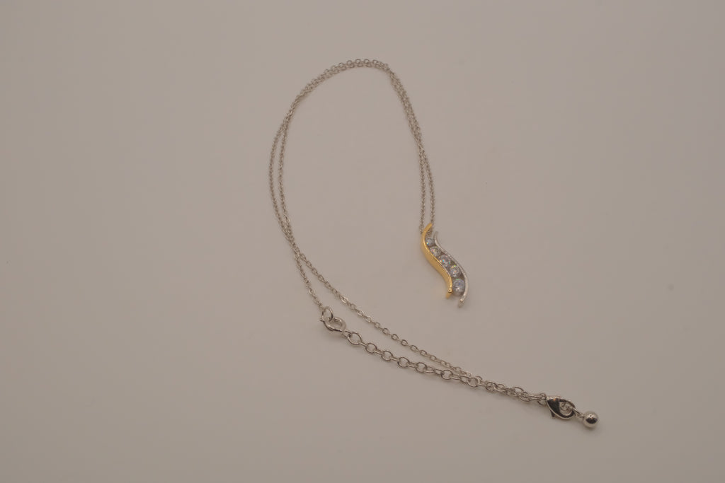 Sterling silver two tone journey-style pendant necklace