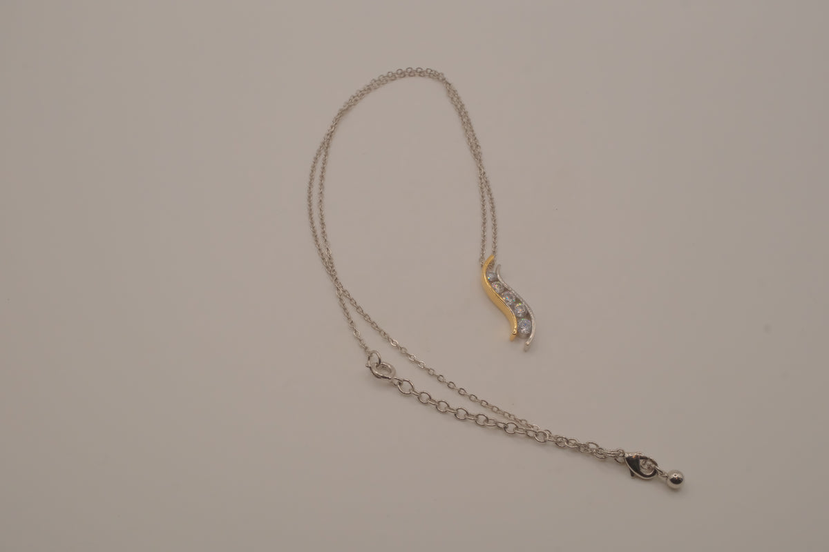 Sterling silver two tone journey-style pendant necklace