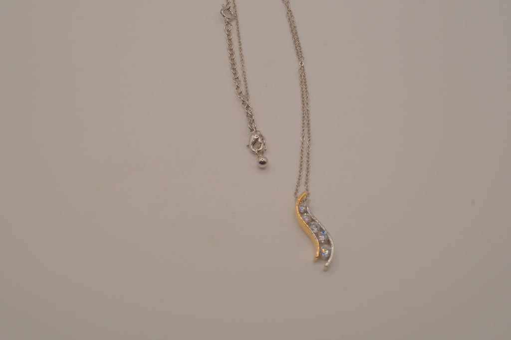 Sterling silver two tone journey-style pendant necklace