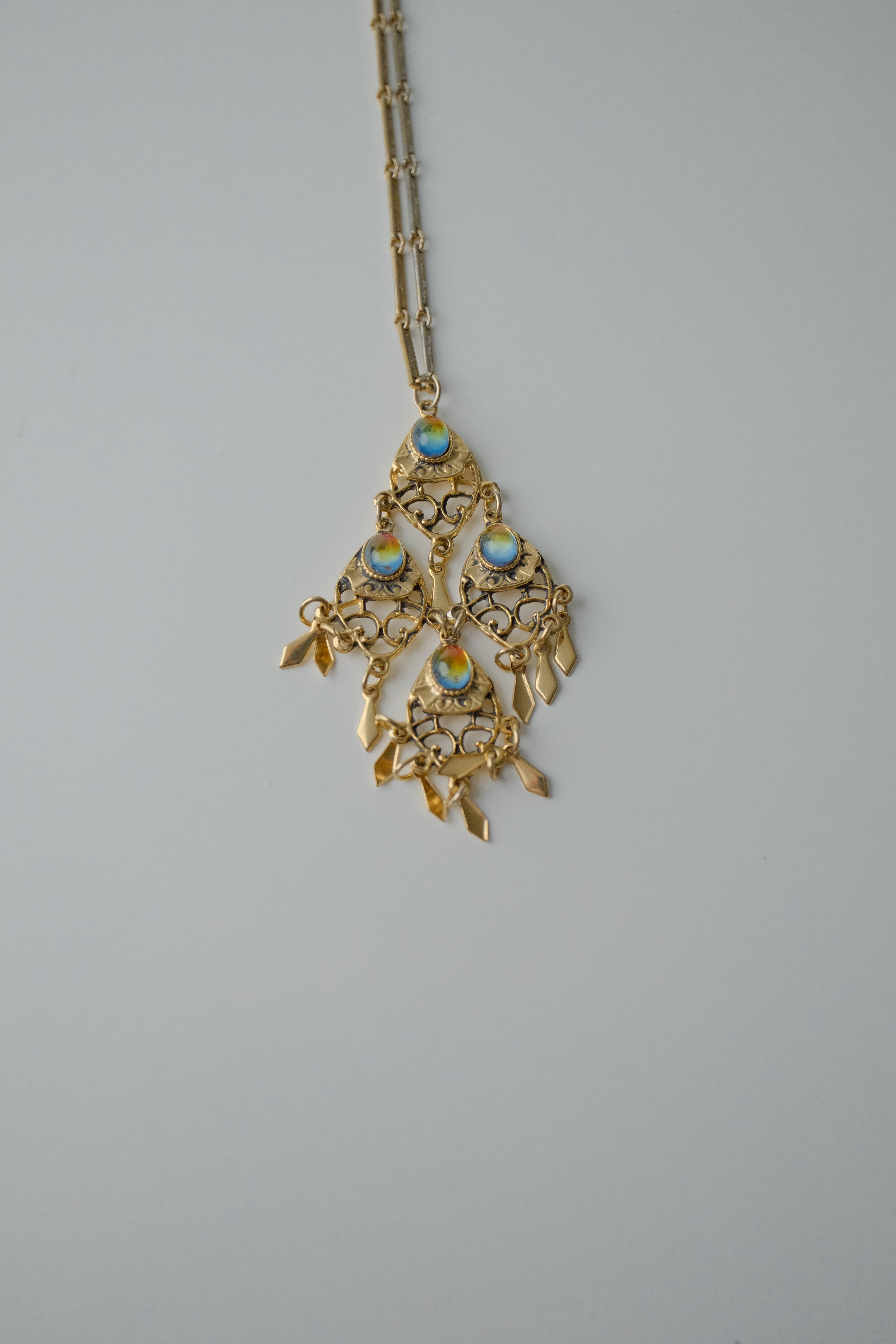 Vintage Opal Decorative Dangle Necklace