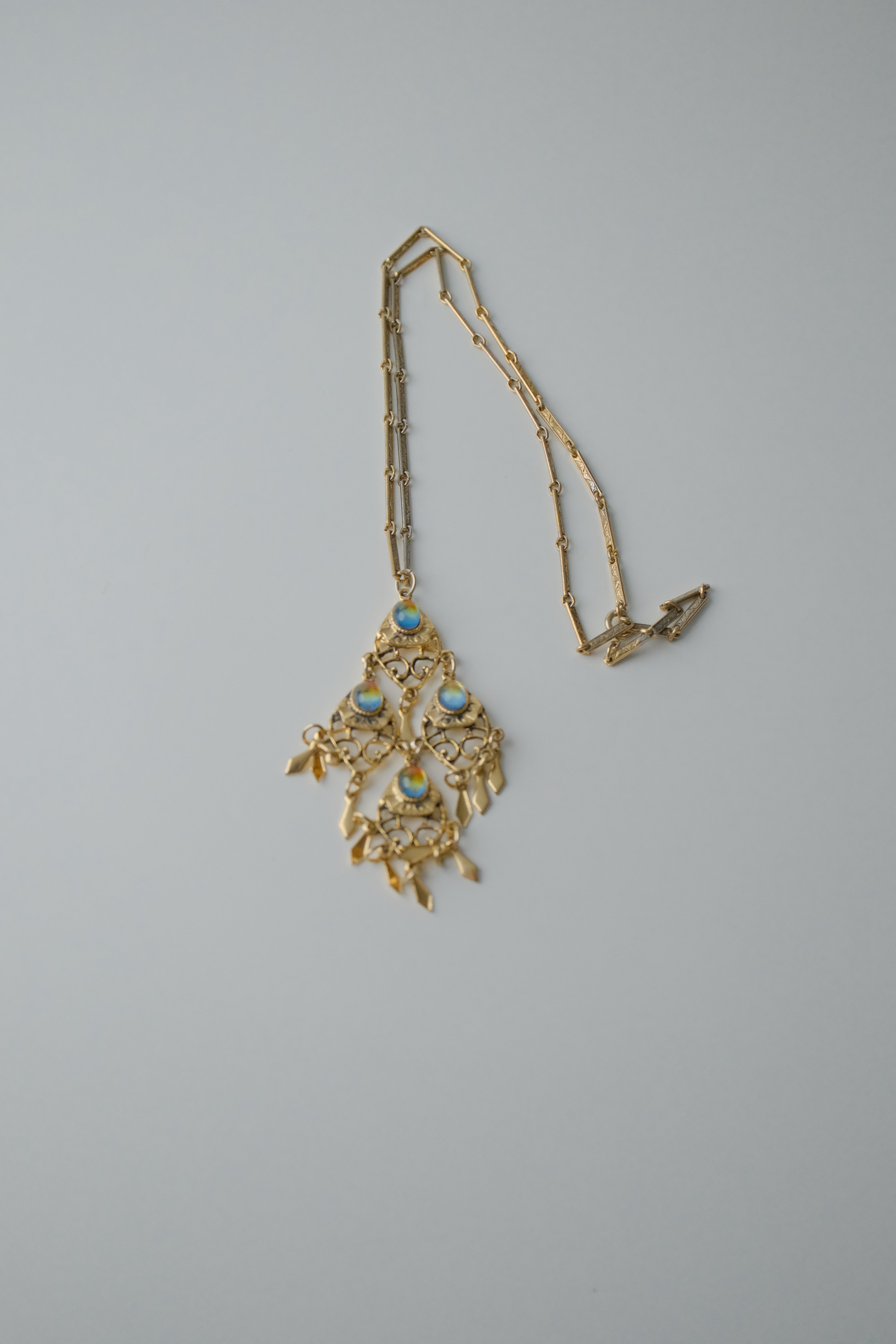 Vintage Opal Decorative Dangle Necklace