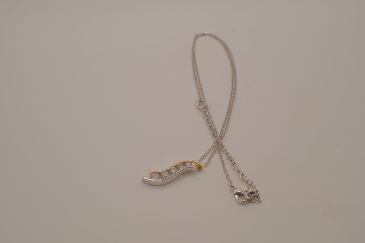 Sterling silver two tone journey-style pendant necklace
