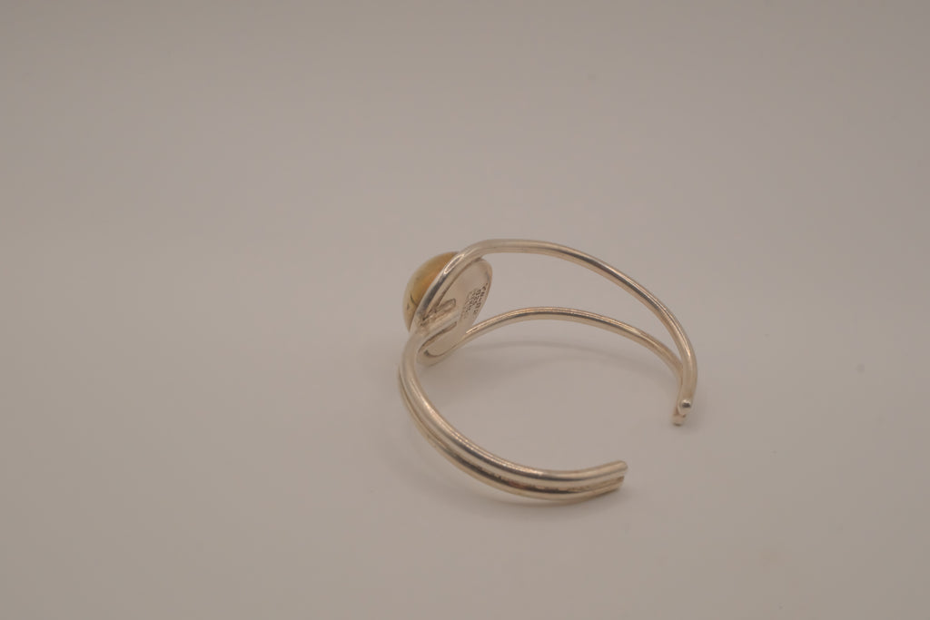 Mexico Sterling silver two tone modernist polished sphere cuff bracelet
