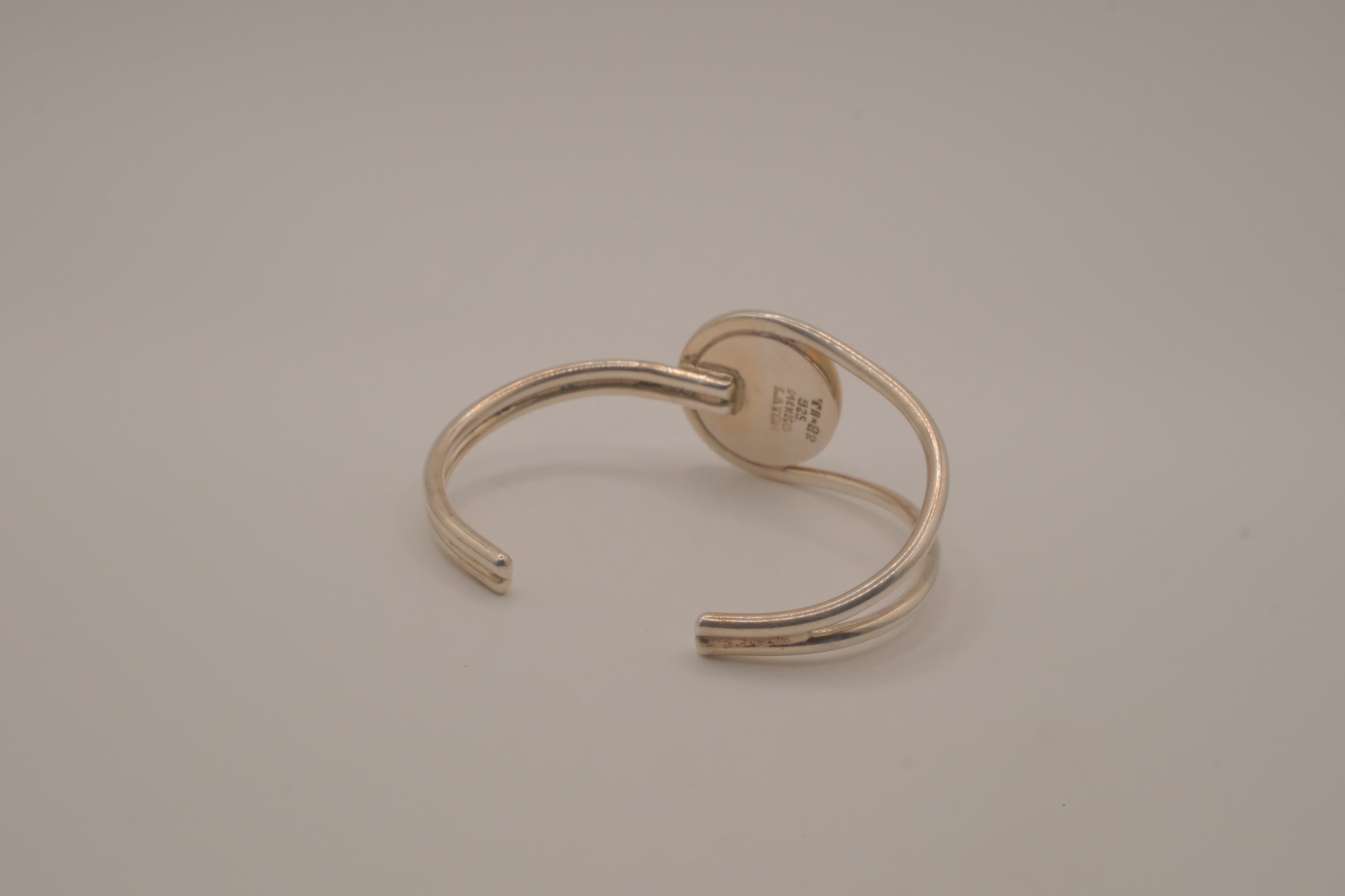 Mexico Sterling silver two tone modernist polished sphere cuff bracelet