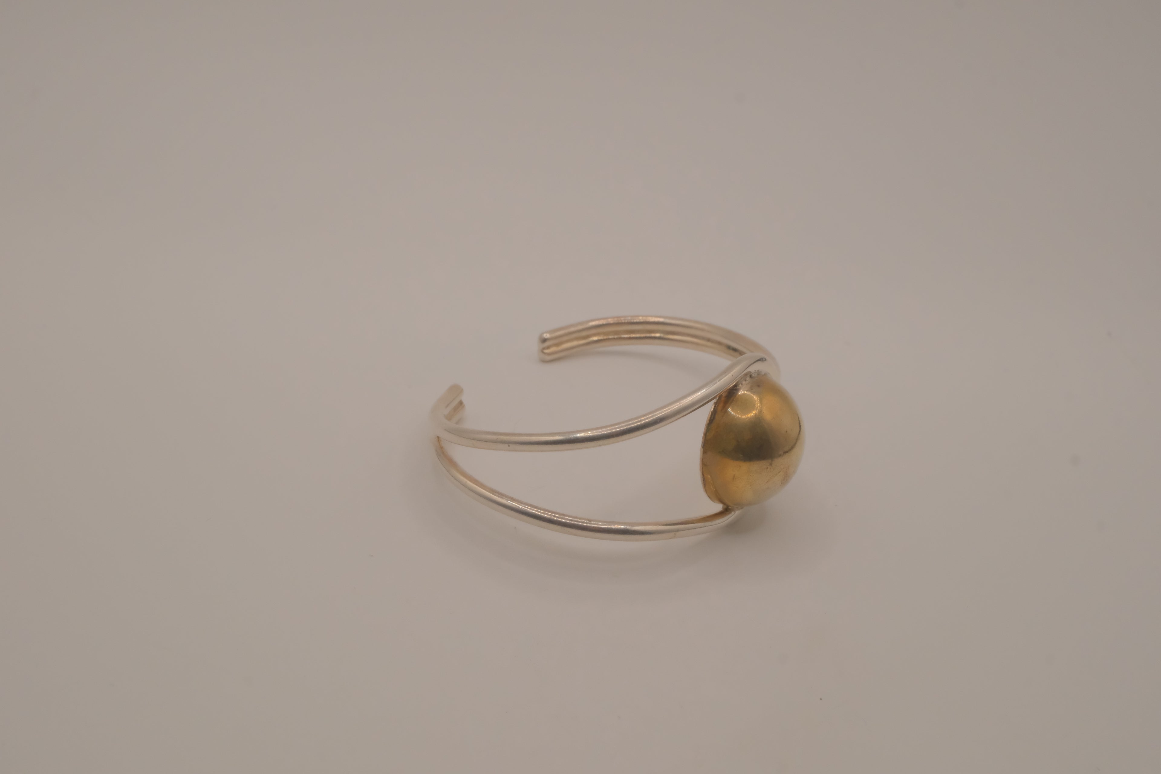 Mexico Sterling silver two tone modernist polished sphere cuff bracelet