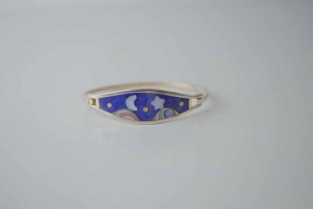 Vintage Sterling Silver Mountain Sky Bangle