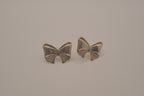 Vintage sterling silver ribbon bow earrings