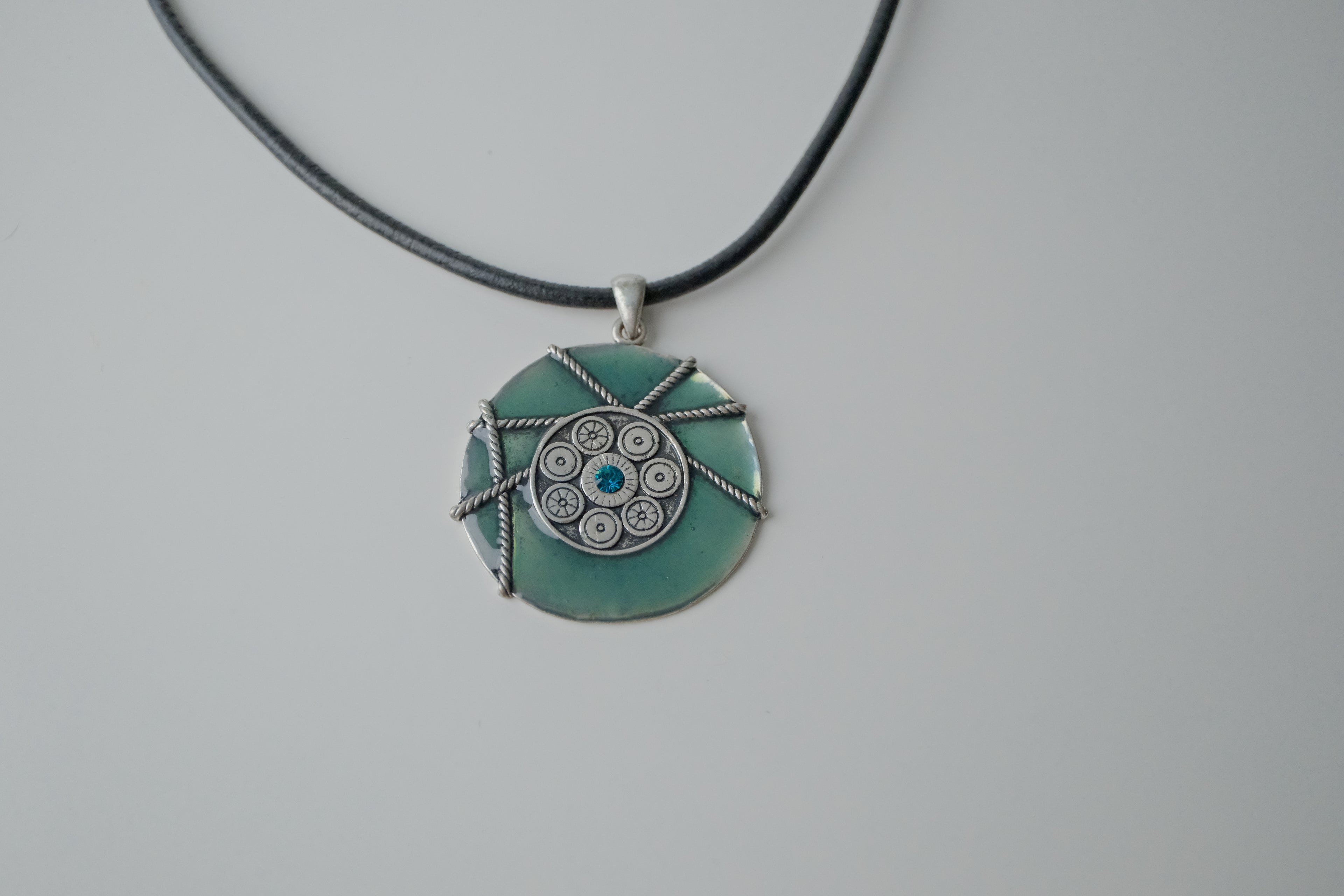 Vintage Enamel Cord Necklace