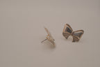 Vintage sterling silver ribbon bow earrings