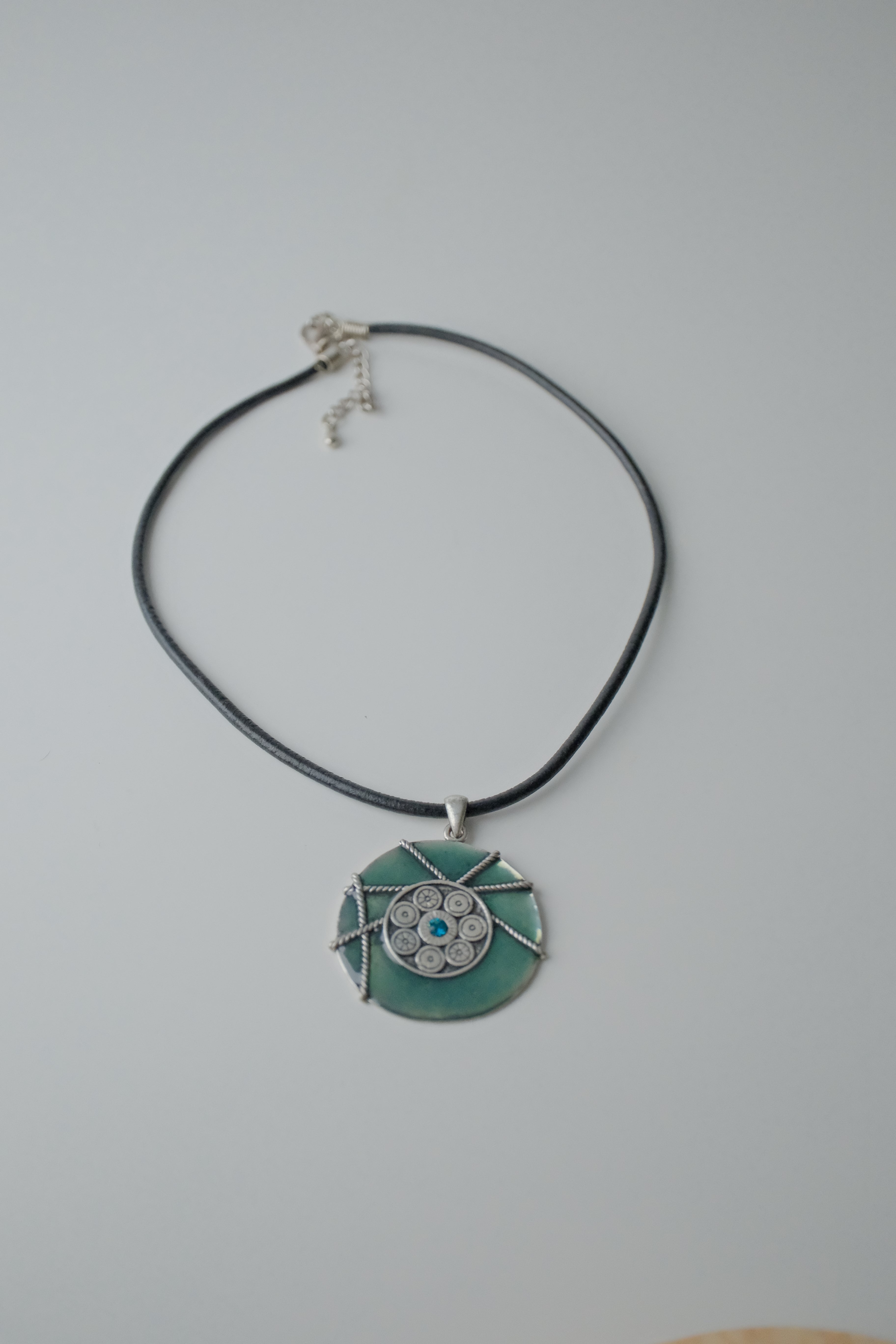 Vintage Enamel Cord Necklace