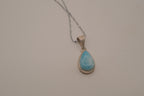 Sterling silver small Larimar teardrop necklace