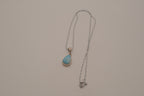 Sterling silver small Larimar teardrop necklace