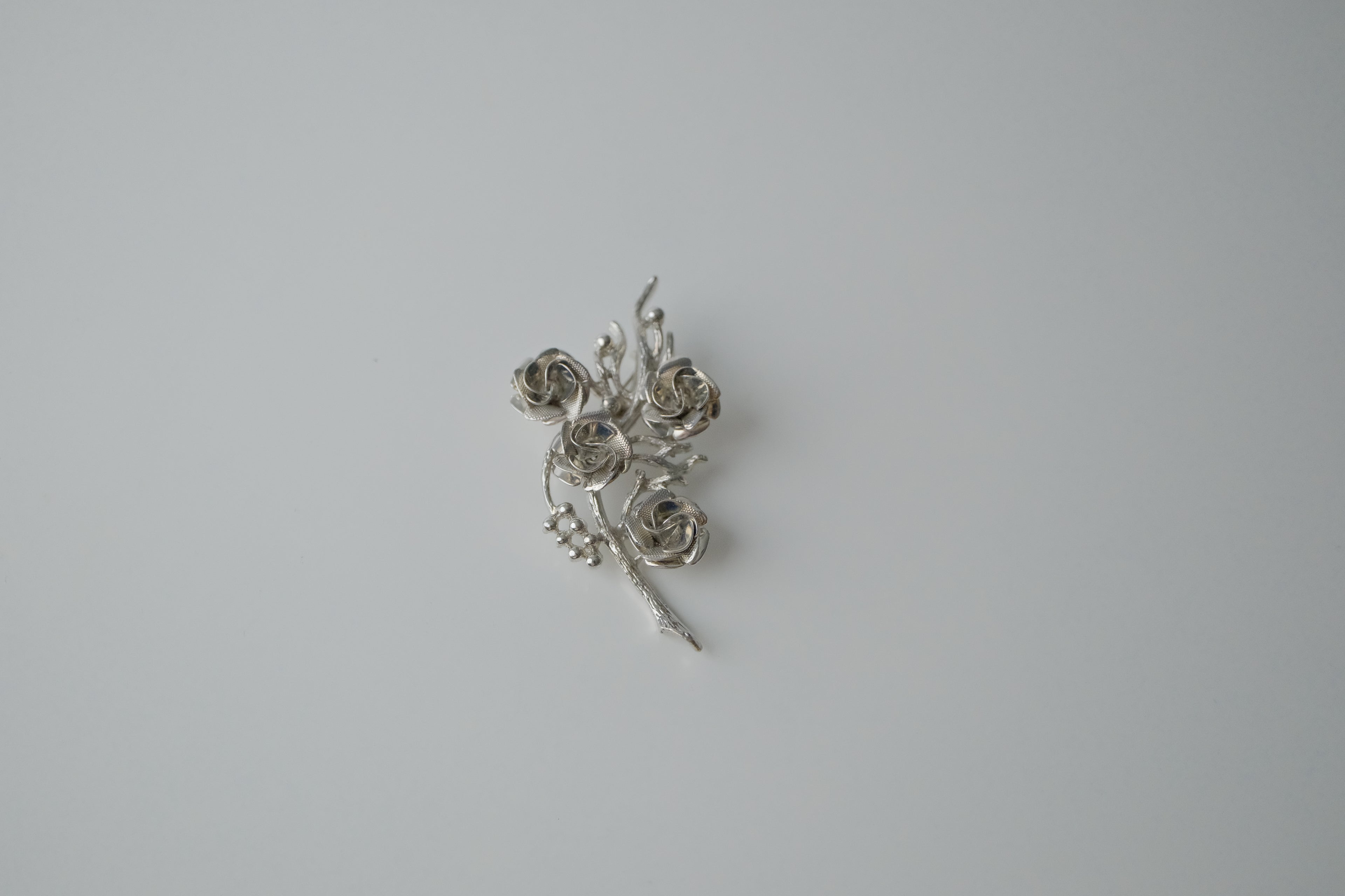 Vintage Silver Rose Bouqet Brooch