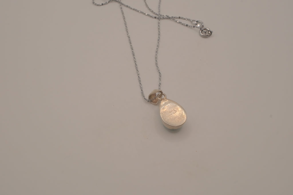 Sterling silver small Larimar teardrop necklace