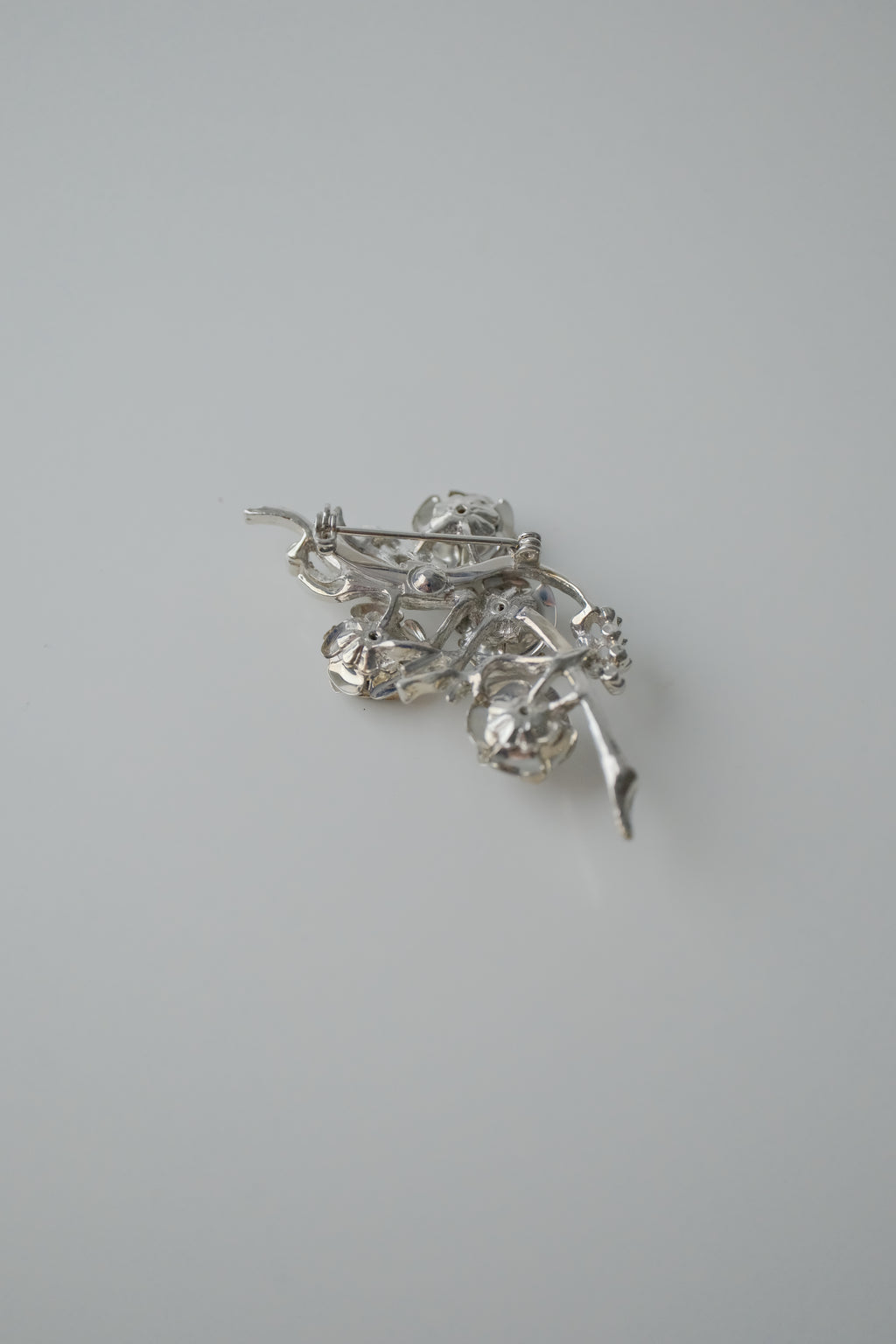 Vintage Silver Rose Bouqet Brooch
