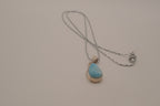 Sterling silver small Larimar teardrop necklace