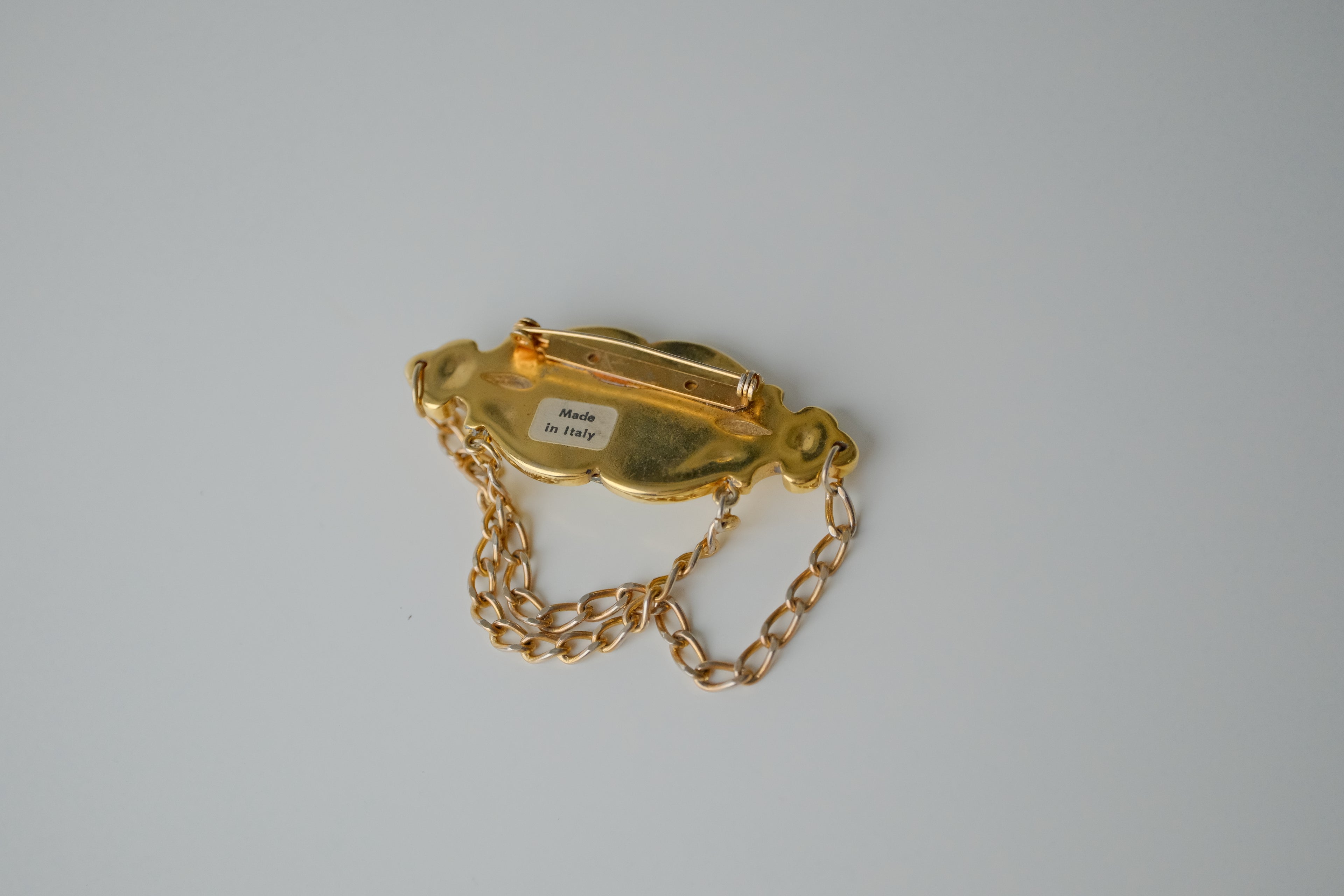 Vintage Green Glass Chain Brooch