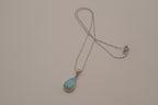 Sterling silver small Larimar teardrop necklace