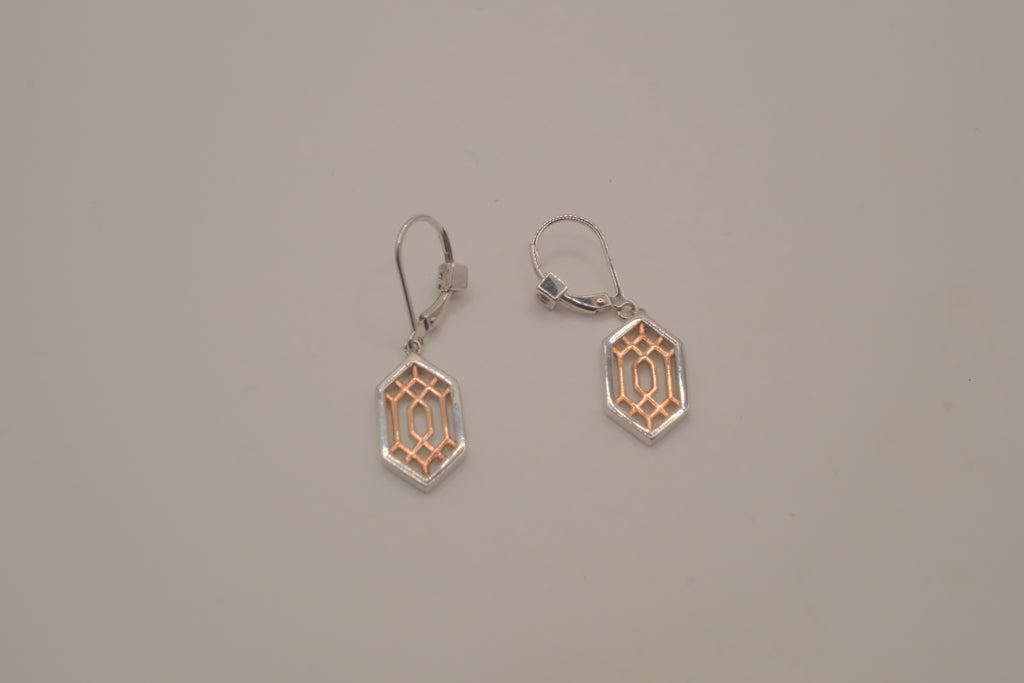 ELLE Sterling silver Lattice Hexagon Earring