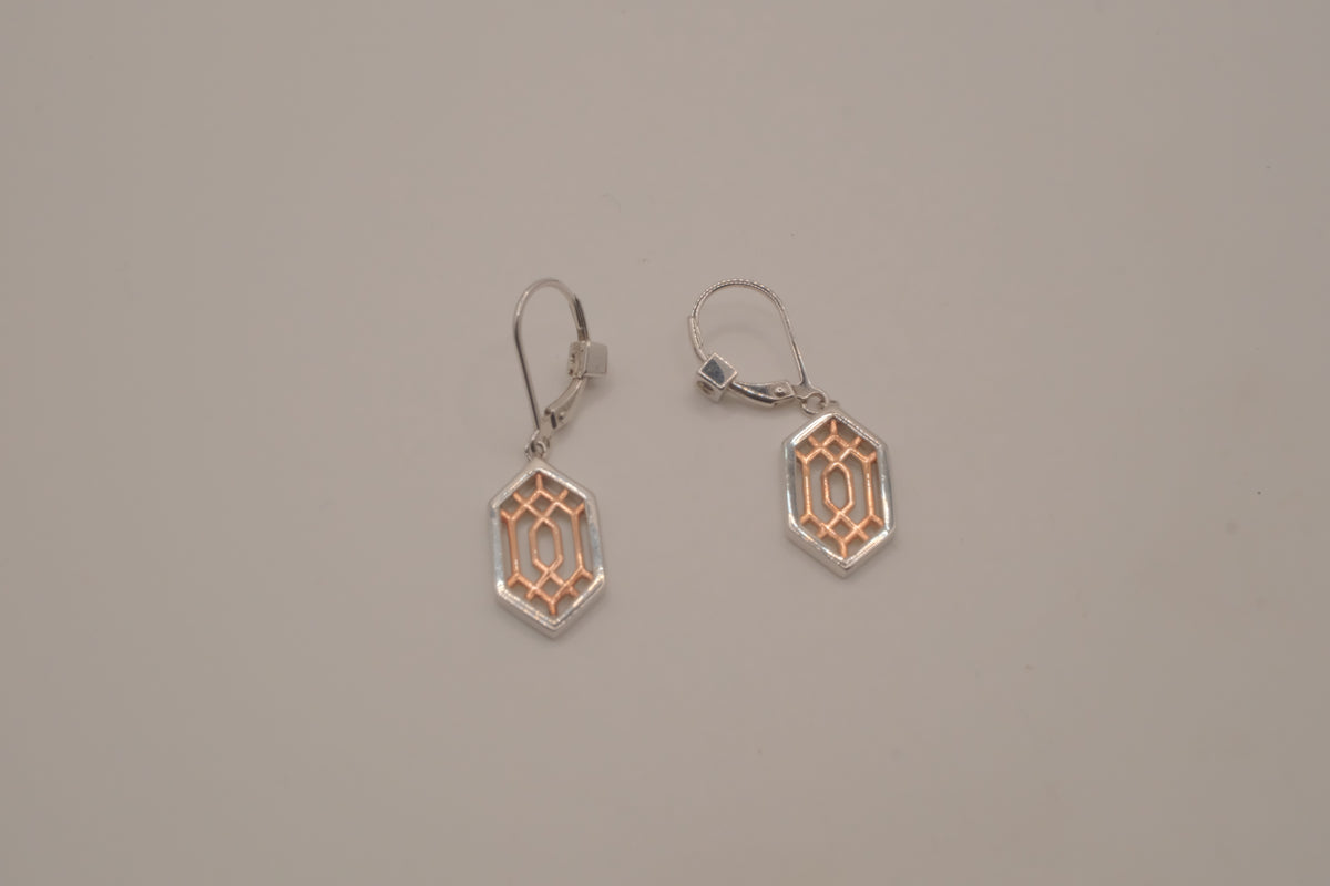 ELLE Sterling silver Lattice Hexagon Earring