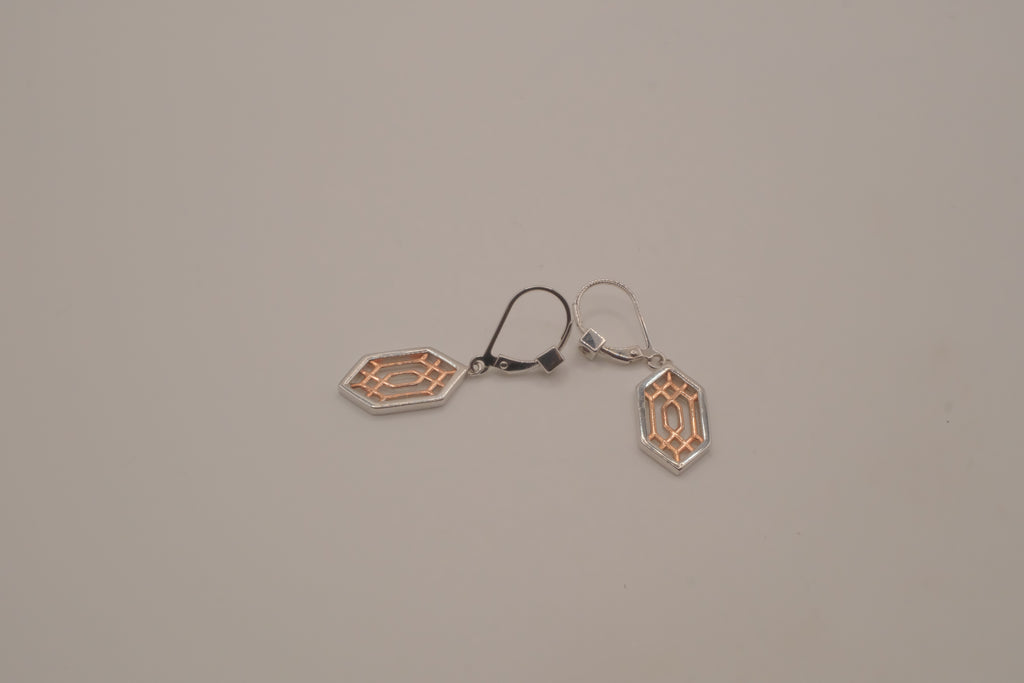 ELLE Sterling silver Lattice Hexagon Earring