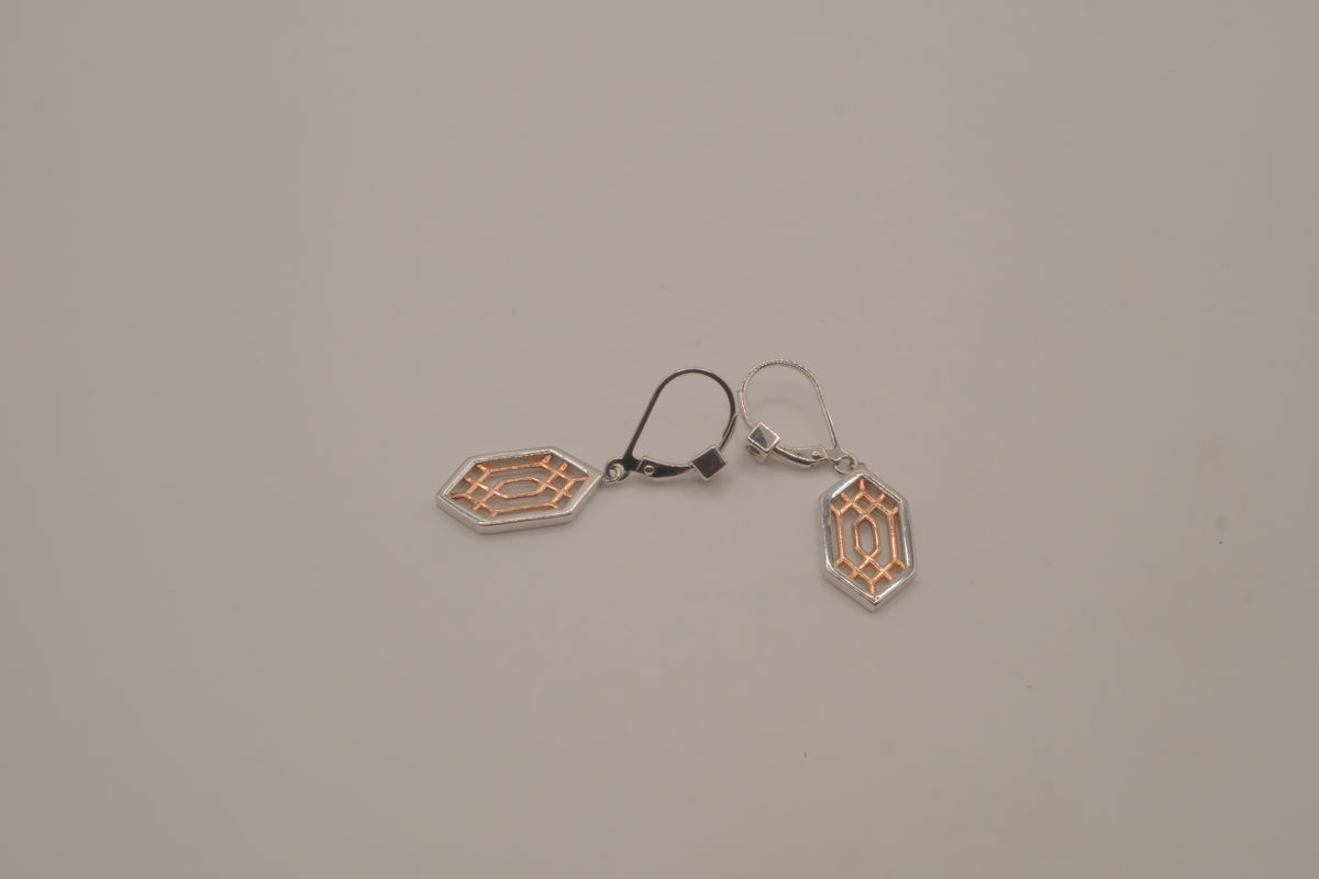 ELLE Sterling silver Lattice Hexagon Earring
