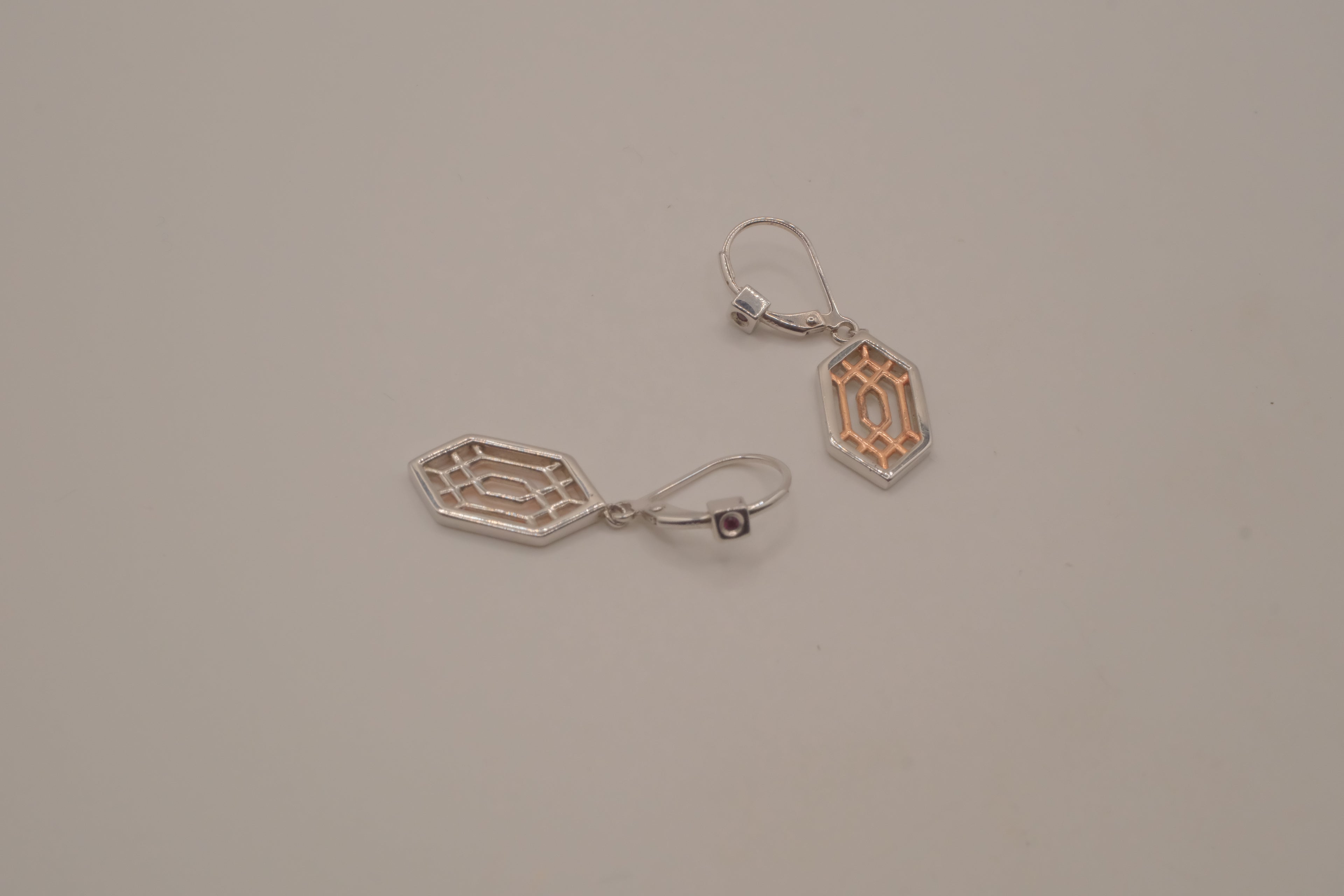 ELLE Sterling silver Lattice Hexagon Earring
