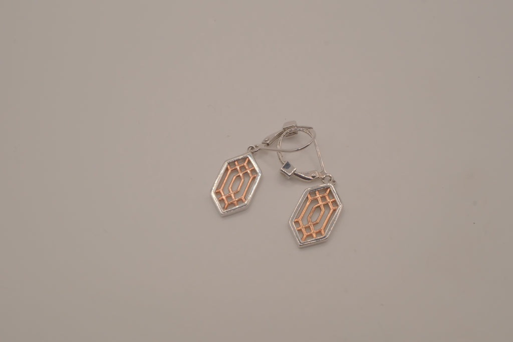 ELLE Sterling silver Lattice Hexagon Earring