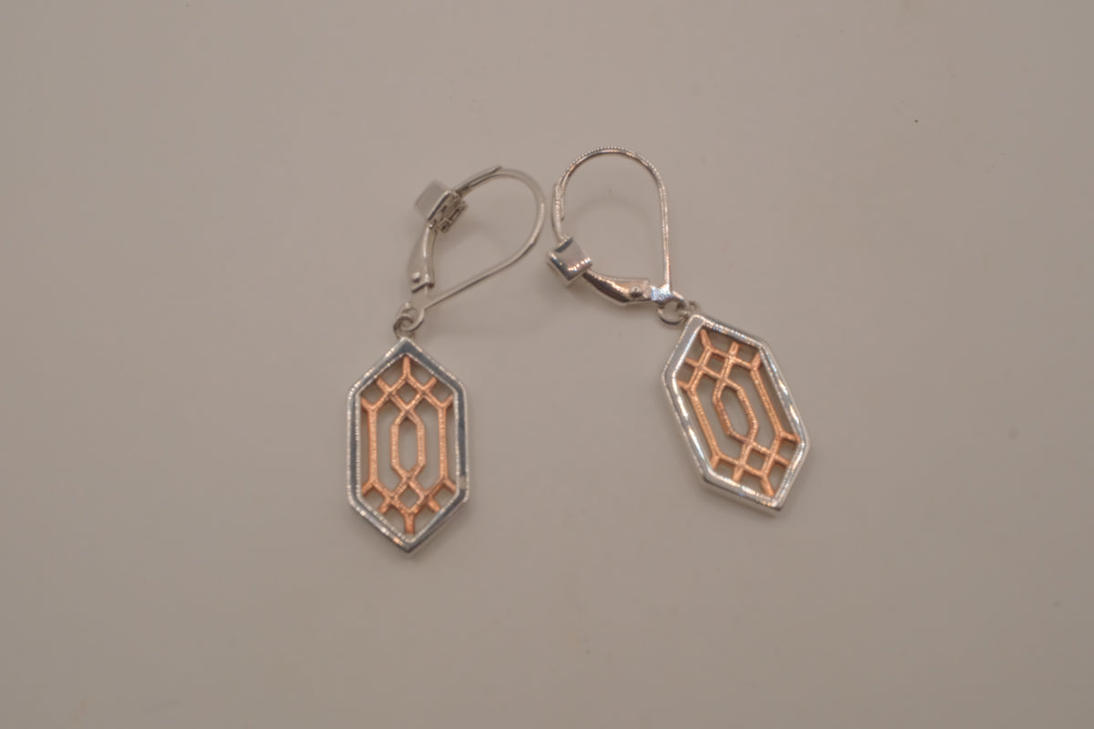 ELLE Sterling silver Lattice Hexagon Earring