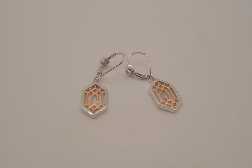 ELLE Sterling silver Lattice Hexagon Earring