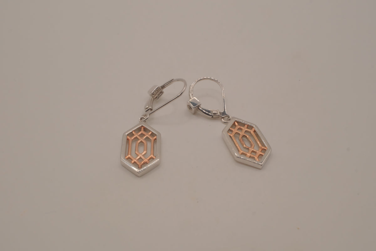 ELLE Sterling silver Lattice Hexagon Earring